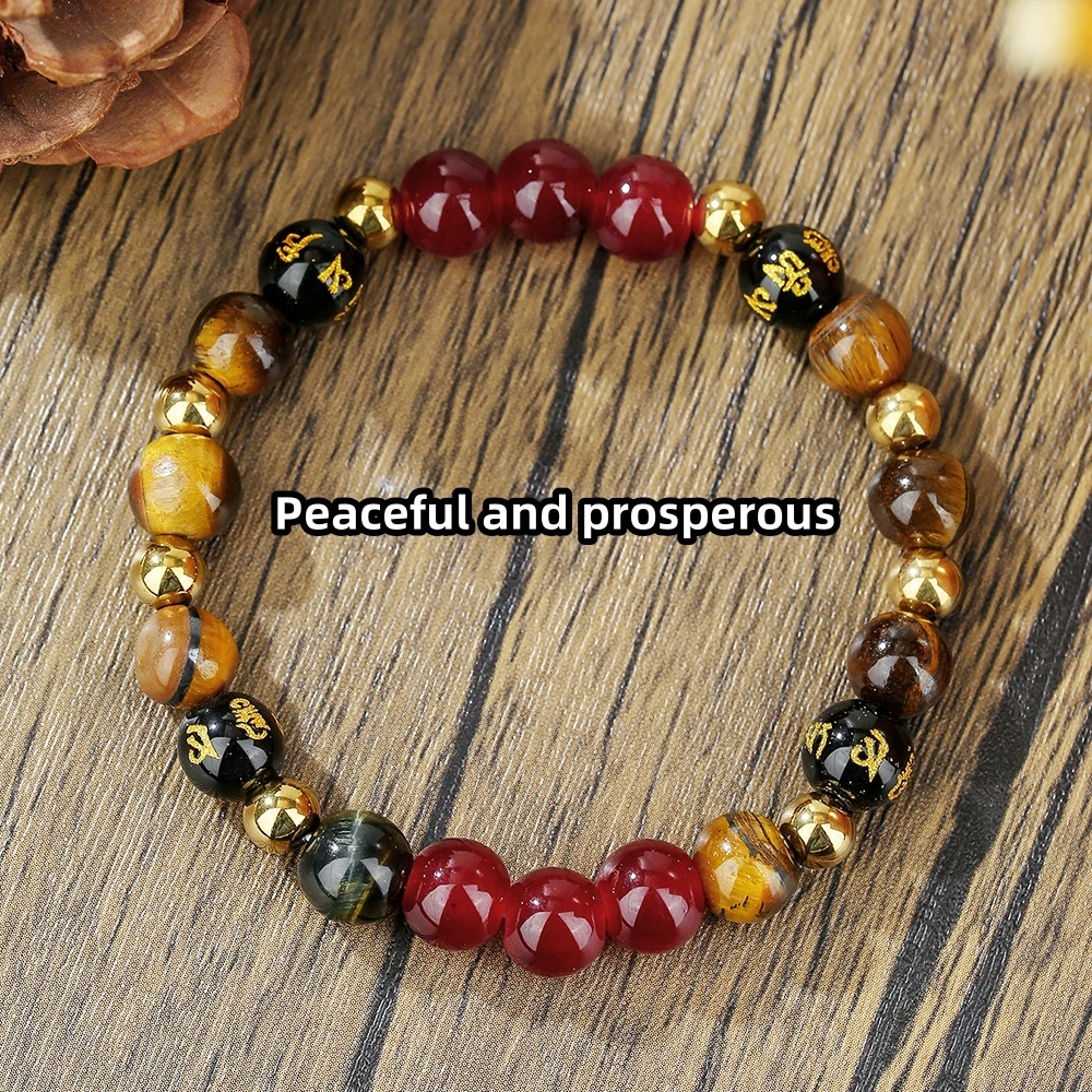 Heißer Verkauf 1pc Tigerauge & Kaiser Stein Perlen Armband Für Frauen Glück Charme Für Frieden & Glattes Leben Perfektes Geschenk für Freund