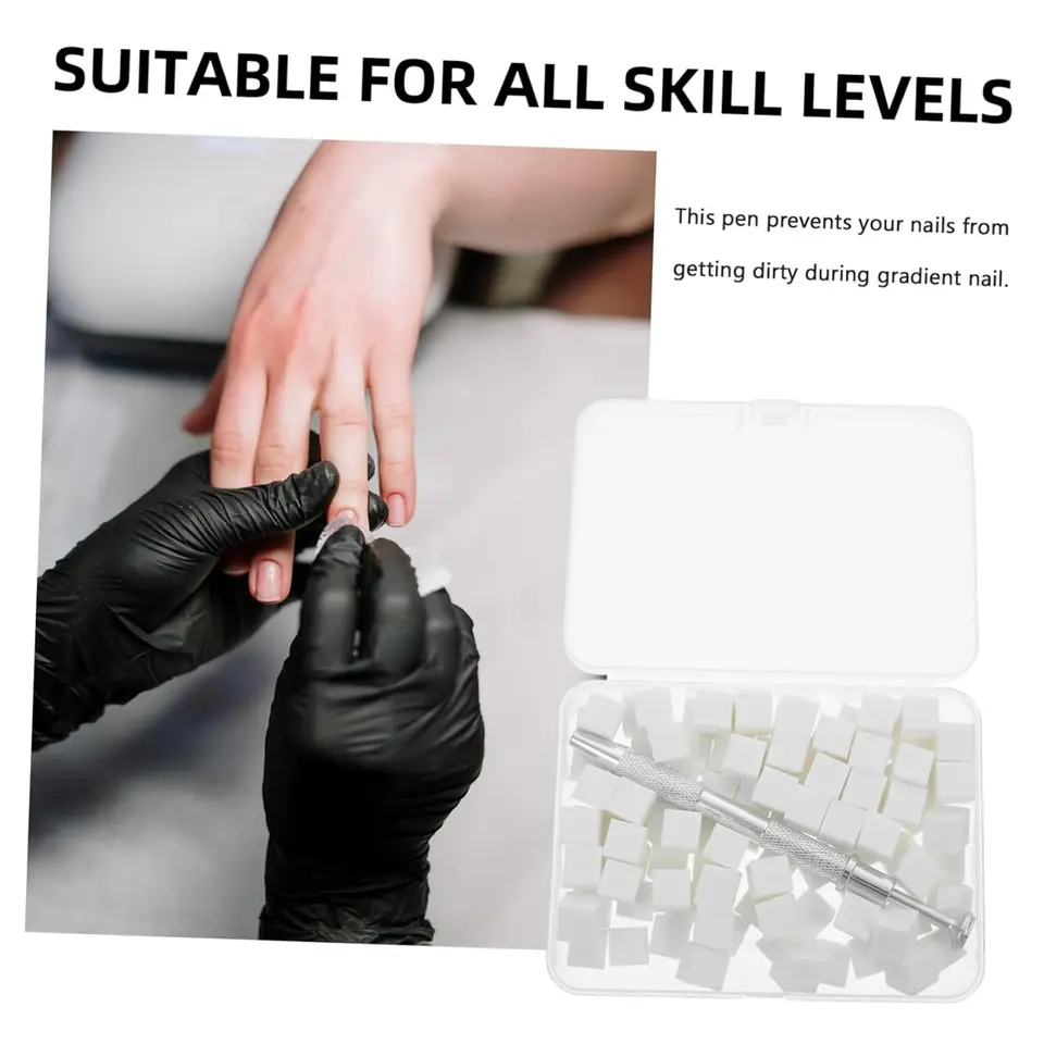 LINMANDA Esponjas para uñas para arte ombre Esponja de uñas con agarre metálico Pinceles de uñas Almacenamiento y caja para diseño de uñas Manicura DIY 5