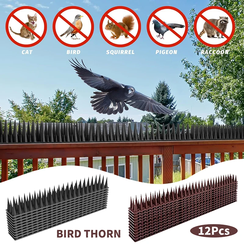 12Pcs  43CM Fence Wall Plastic Anti-Bird Spikes Balcony Eaves Windowsills Bird Repellent Anti-Cat Bird Repeller Thorn Supplies