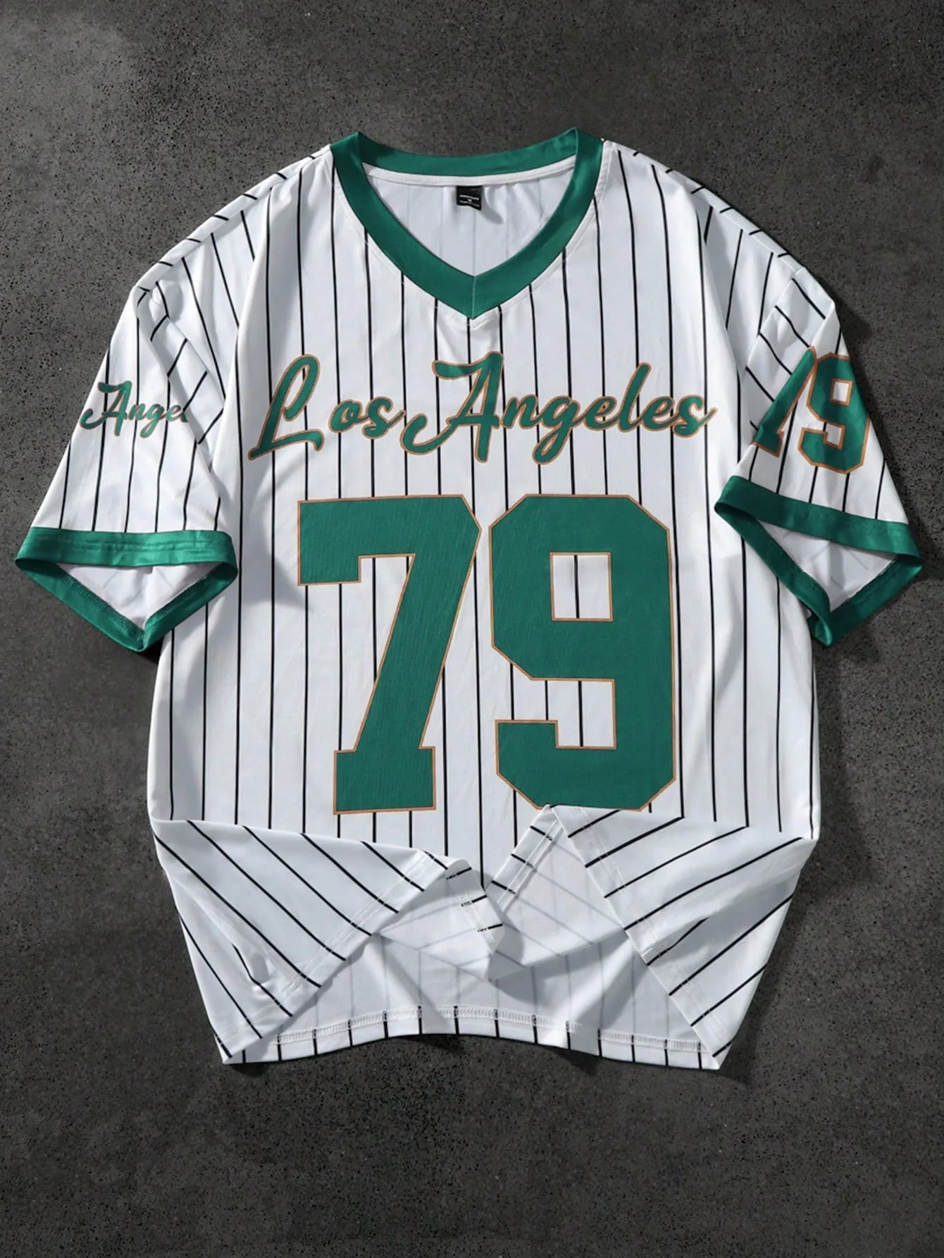 

﻿ Мужская повседневная футболка большого размера в спортивном стиле, свободная посадка, большая футболка с принтом NB.79, спортивный костюм из футбольного джерси в полоску с короткими рукавами