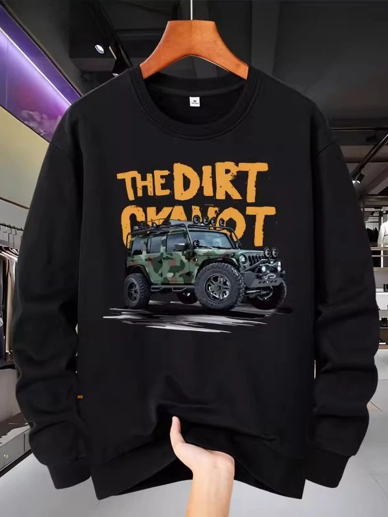 

2025 Autumn Winter Round-neck Hoodie Off-road Jeep Print High-end Luxury Is for Both Men and Women Top Y2k