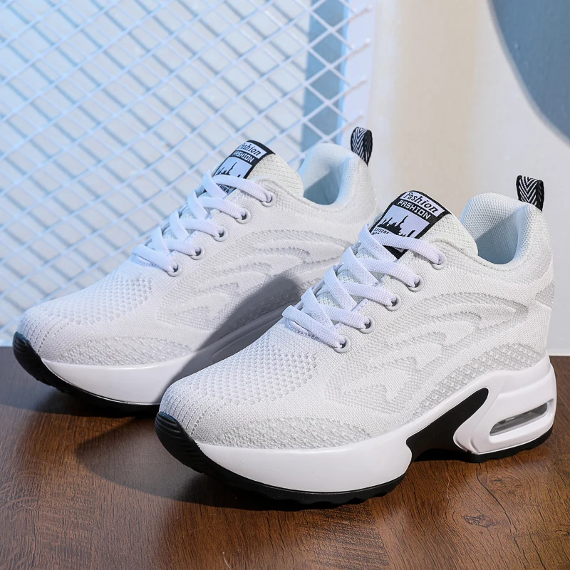 Women Platform Sneakers Mesh Breathable Walking Shoes Womens Spring New Casual Wedge Flat Shoes Female Tennis Jogging Shoes