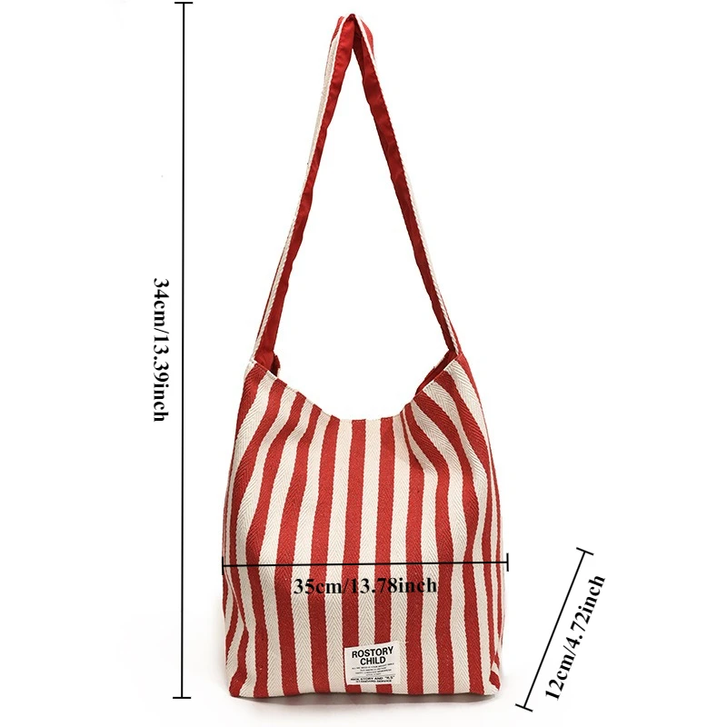Полосатая холщовая сумка, новая корейская сумка-тоут Ins, повседневная сумка, большая сумка на одно плечо, сумка для покупок