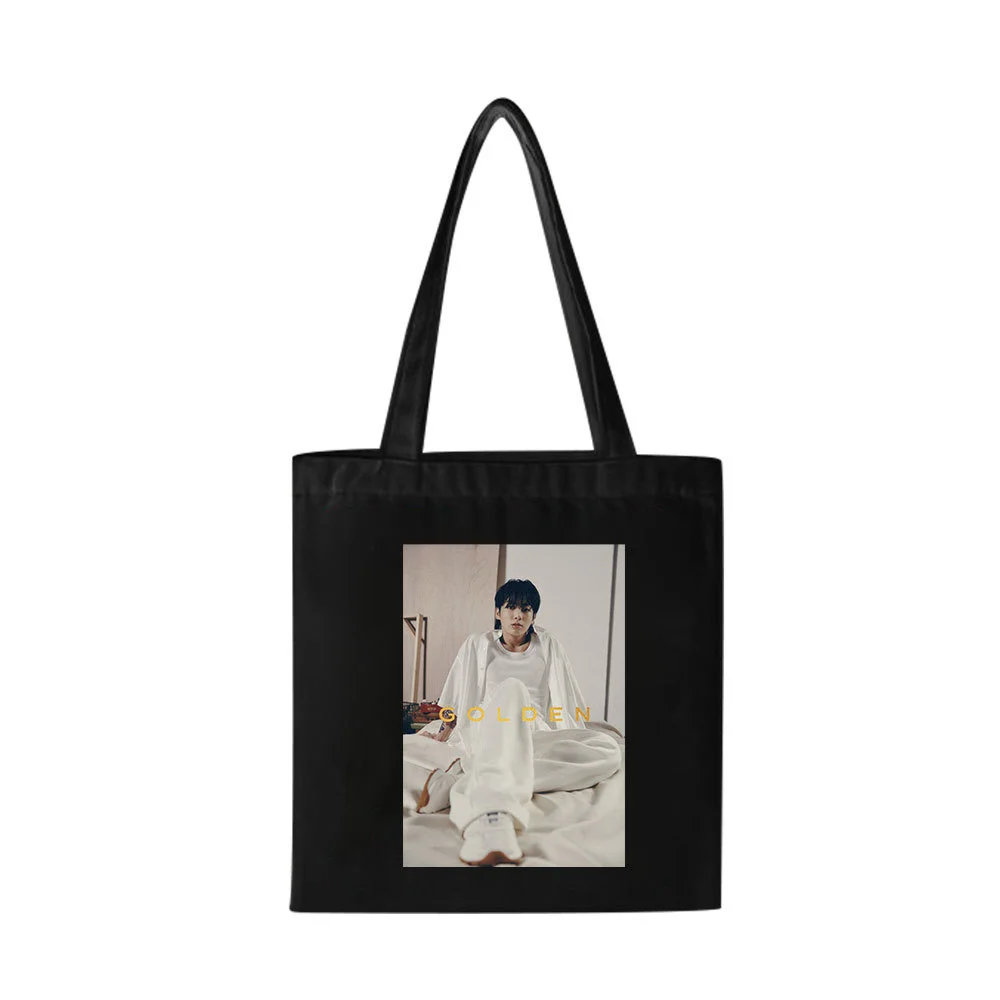 Kpop Jung Kook Canvas Bag Handbag Album Logo Printed Sign Totes Shoulder Zipper Bag School Bags Fans Gift