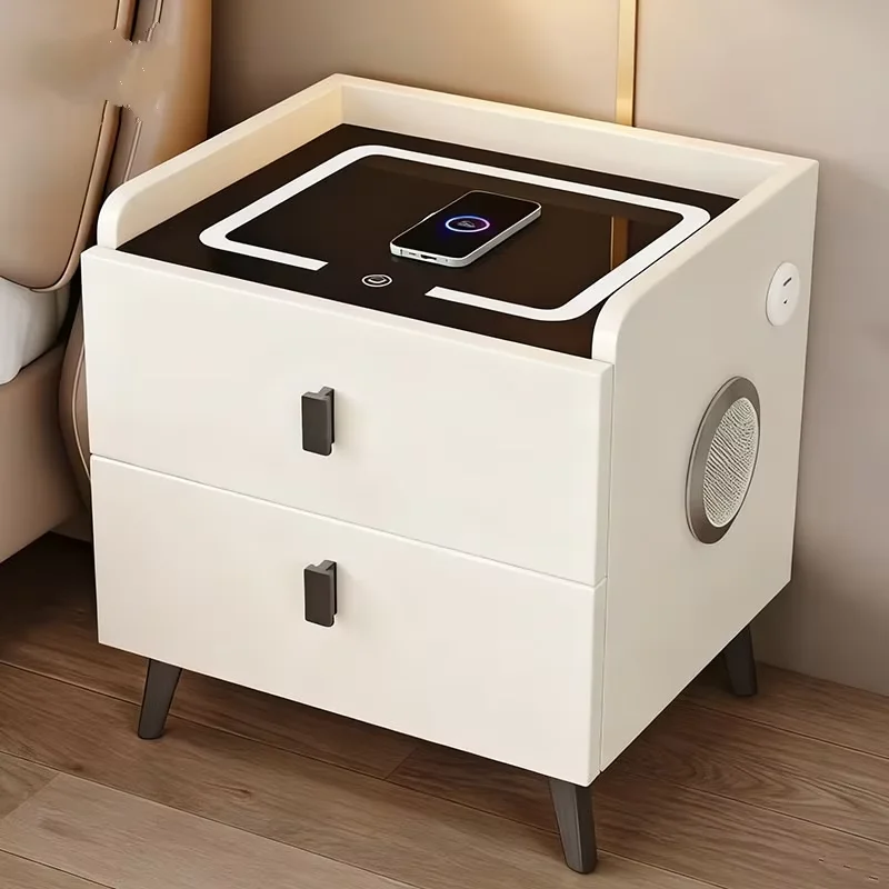 

Bedside Table for Bedroom: Smart Nightstand with Wireless Charging and Bluetooth Speaker Premium Light Luxury Design