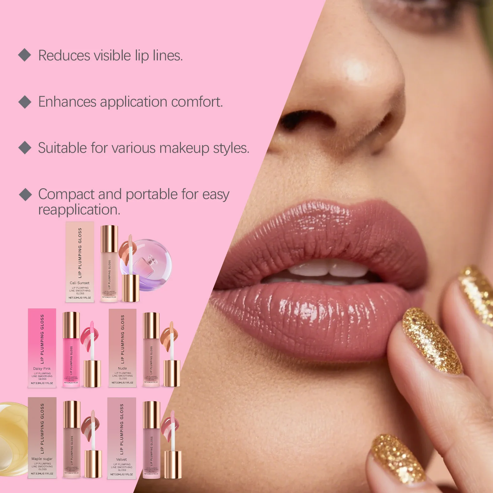 Moisturizing Lip Plumping Gloss Non-sticky Lasting Nude Lip Makeup Smoothing Lip Lines Hydrating Multi Colored Lip Balm Lipstick