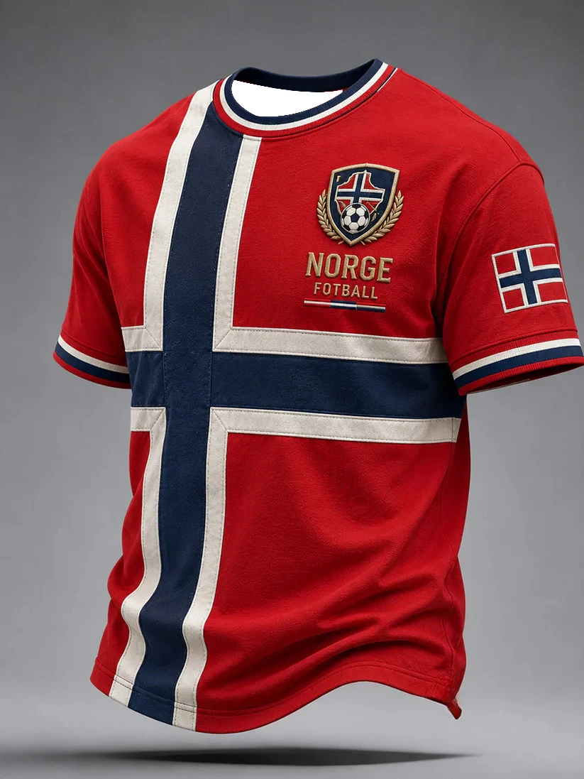 2026 Summer New Style Norwegian Men's Football Training Shirt - 3D Printed Casual Breathable Family Couple T-Shirt