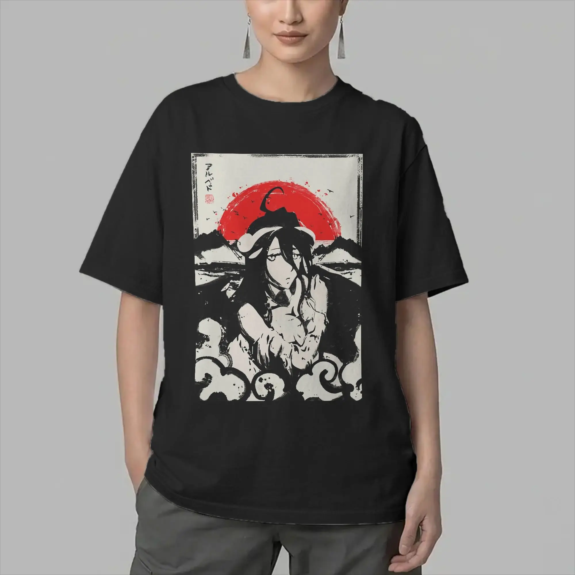 Albedo Japanese Anime Men T Shirt  Novelty Tee Shirt Short Sleeve Crew Neck T-Shirts 100% Cotton 4XL 5XL Tops