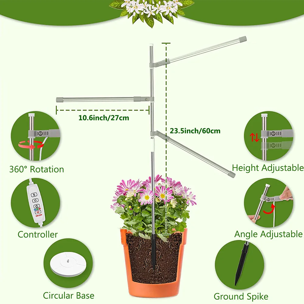 72 LED Plant Grow Ring Light spettro completo dimmerabile USB Phyto Grow Lamp 3/9/12H Timer Phytolamp per coltivazione Indoor Flower