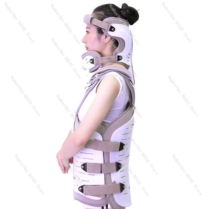 Home Use Adjustable Head Neck Chest Fixation Brace, Lightweight Cervical Spine Orthosis, Fracture Support Rehabilitation Aid