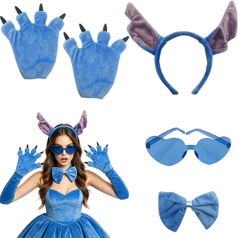 Blue Pup Monster Costumes for Girls Women Space Cartoon Animal Fancy Tutu Dress Halloween Carnival Outfit Suit with Ears Hairbow