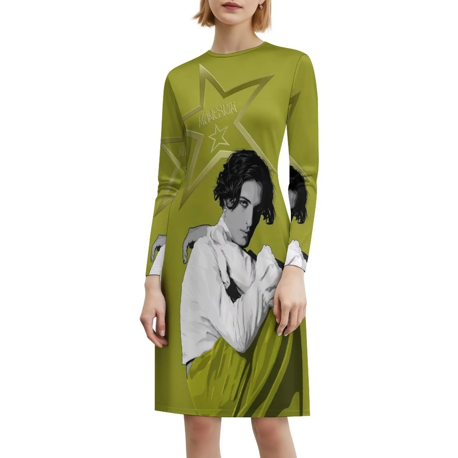 Maneskin-Damiano David 1 Vintage Bohemian Dress Puff Sleeve Or Sleeveless Options For Women Dress Maneskin Damiano David Music