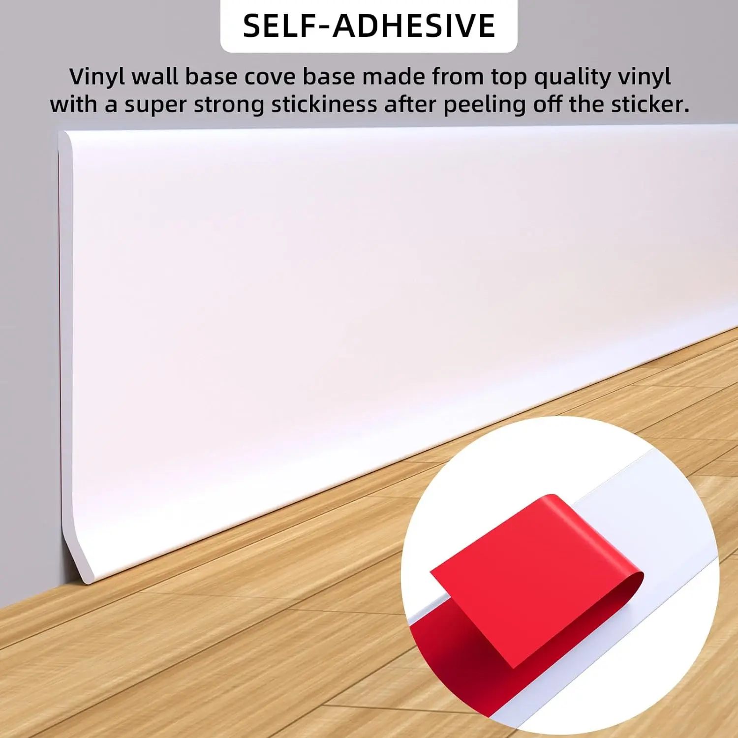 Flexible Baseboard Trim - Vinyl Cove Base Peel and Stick Baseboards Molding Trim Self Adhesive Wall Base Floor Baseboard