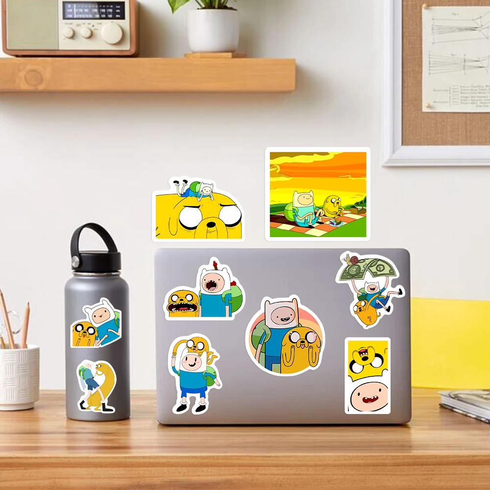 Adventure  Anime Stickers Fin and Jack DIY for Laptop Luggage Phone Scooter Funny Vinyl Decal for Kids Children Waterproof PVC