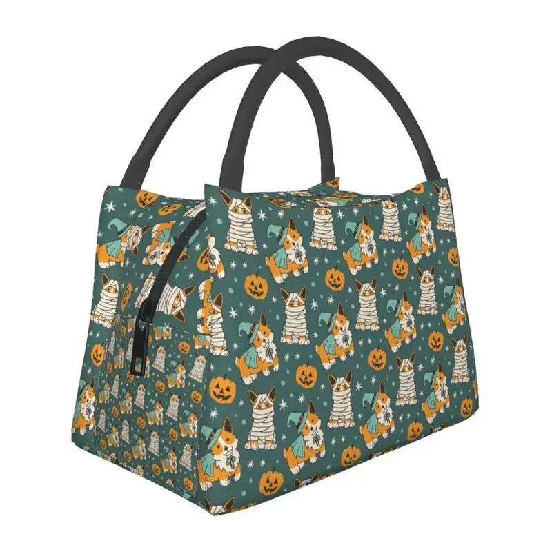

Halloween Corgi Dog Thermal Insulated Lunch Bag Women Kawaii Puppy Lunch Container for Outdoor Picnic Storage Meal Food Box