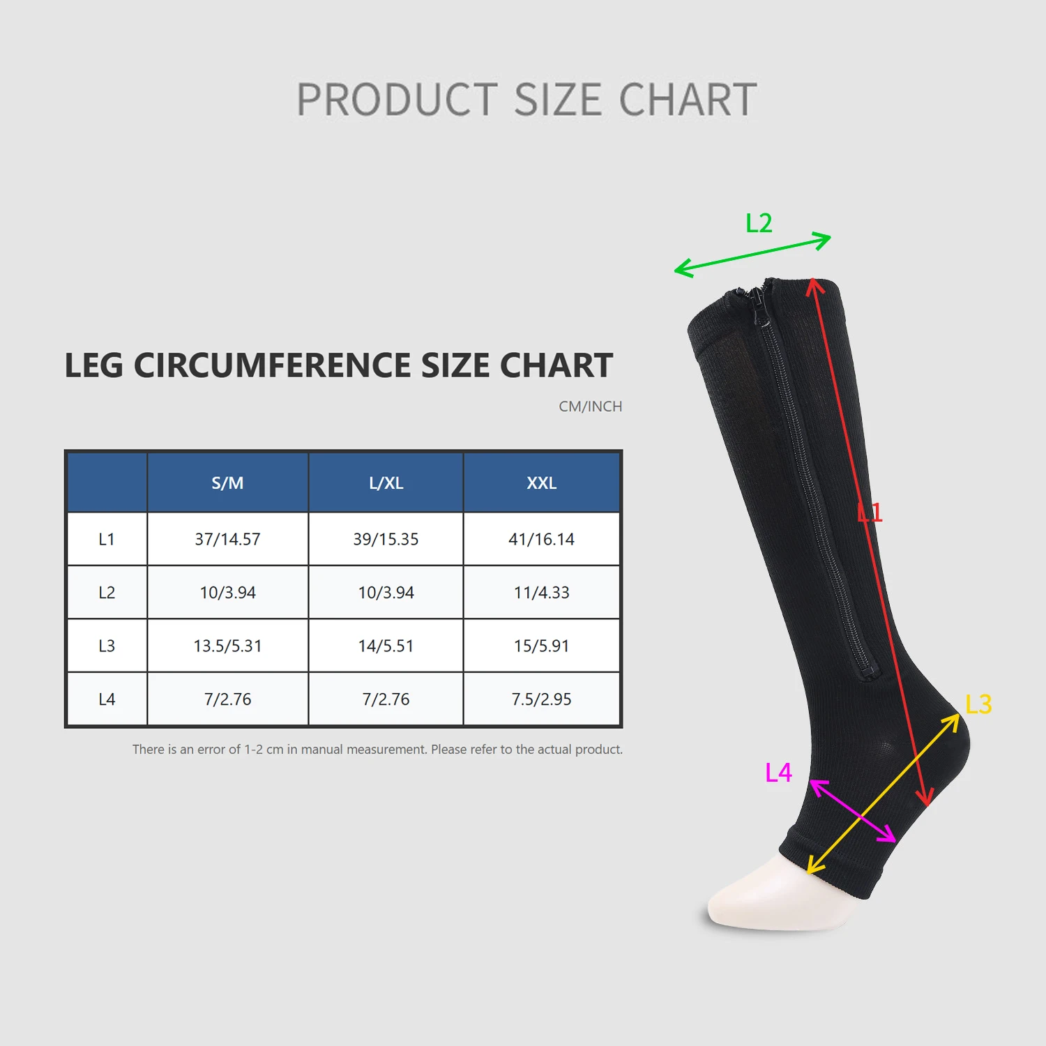 Running Sports Compression Socks Solid Color Simple Pressure Socks Zipper Calf Elastic Socks For Outdoor Fitness Cycling view 4