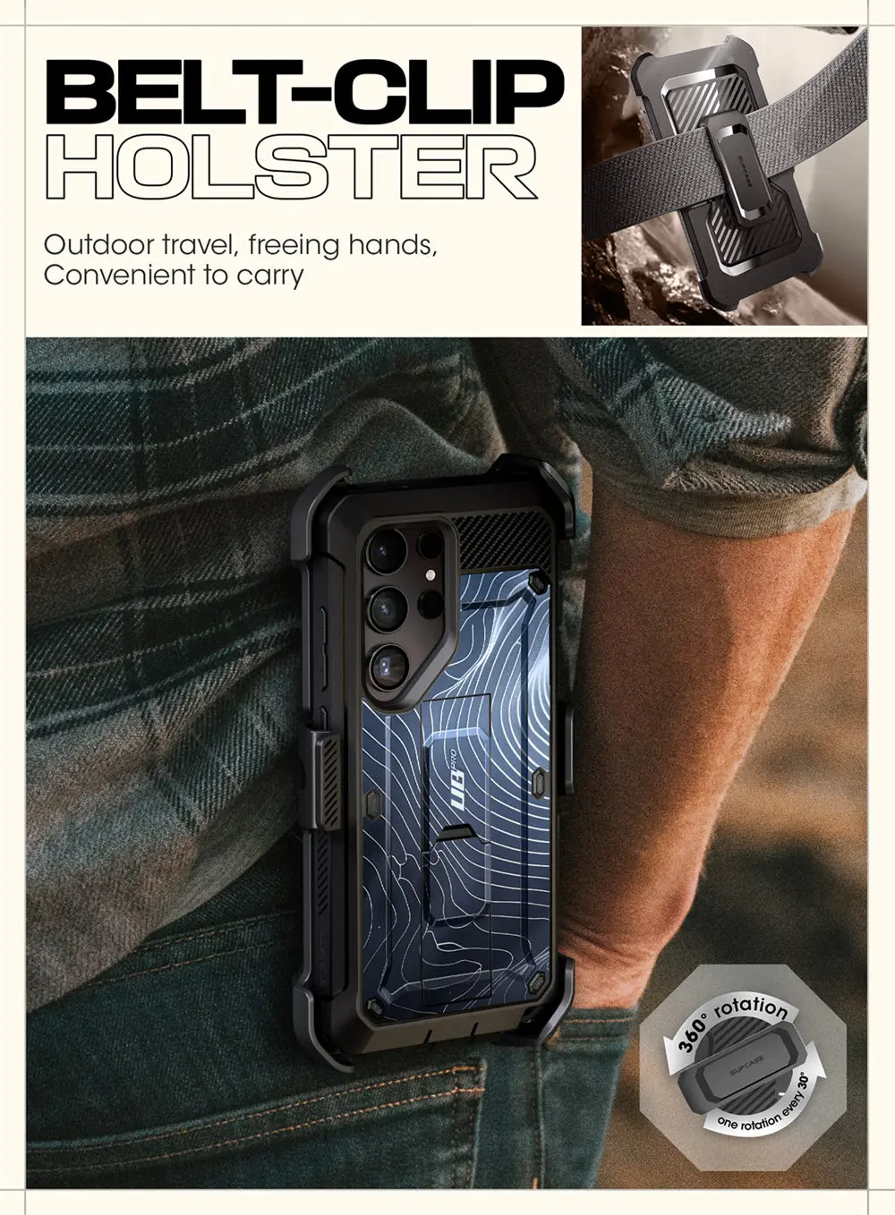 SUPCASE For Samsung Galaxy S24 Ultra Case UB Pro Full-Body Dual Layer Rugged Belt-Clip Phone Case with Built-in Screen Protector