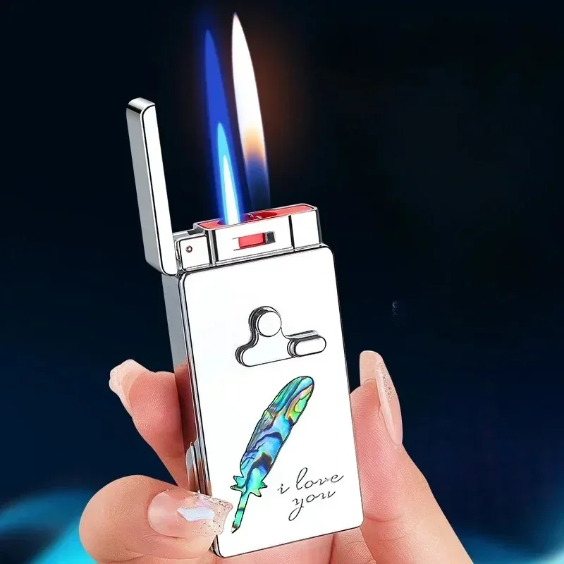 

Smart Voice Control Lighter Windproof Cigarette Lighter Dual Flame Touch Ignition Rechargeable Colorful Design Outdoor Home Use