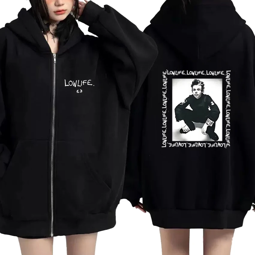 

Hot sale Yungblud Lowlife Graphics Print Zip Up Sweatshirt Men Women Zipper Hoodie Harajuku Hip Hop Coats vintage Jacket Unisex