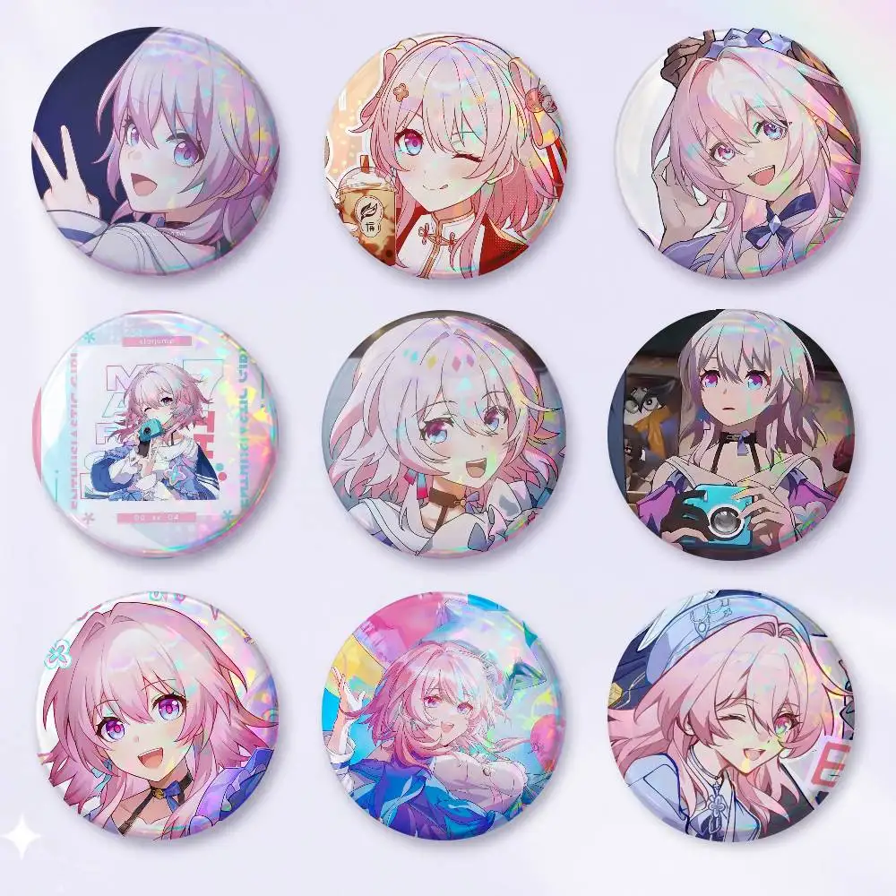 A-March 7th Tinplate Brooch Figure Icon Badge Handmade Brooches For Backpack Clothes Decoration