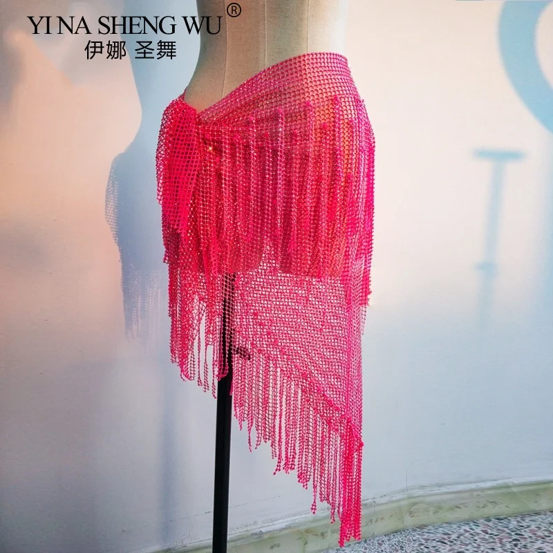 Dança do ventre elegante desempenho acessórios cinto para mulheres triângulo cachecol borla nádegas cintura adulto dança do ventre hip cachecóis