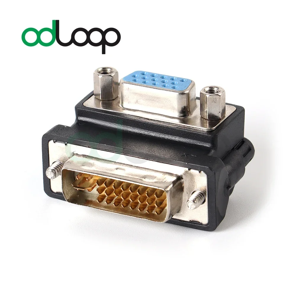 

ODLOOP 90 Degree Down Angled DVI 24+5 Pins Male to VGA 15 Pins Female Adapter for Computer & HDTV & Graphics Card