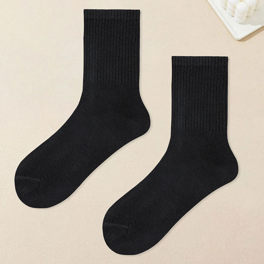 5 Pairs Autumn And Winter Socks Cotton Classic Black Men Women Wersatile Mid Tube Socks Casual Sports Socks