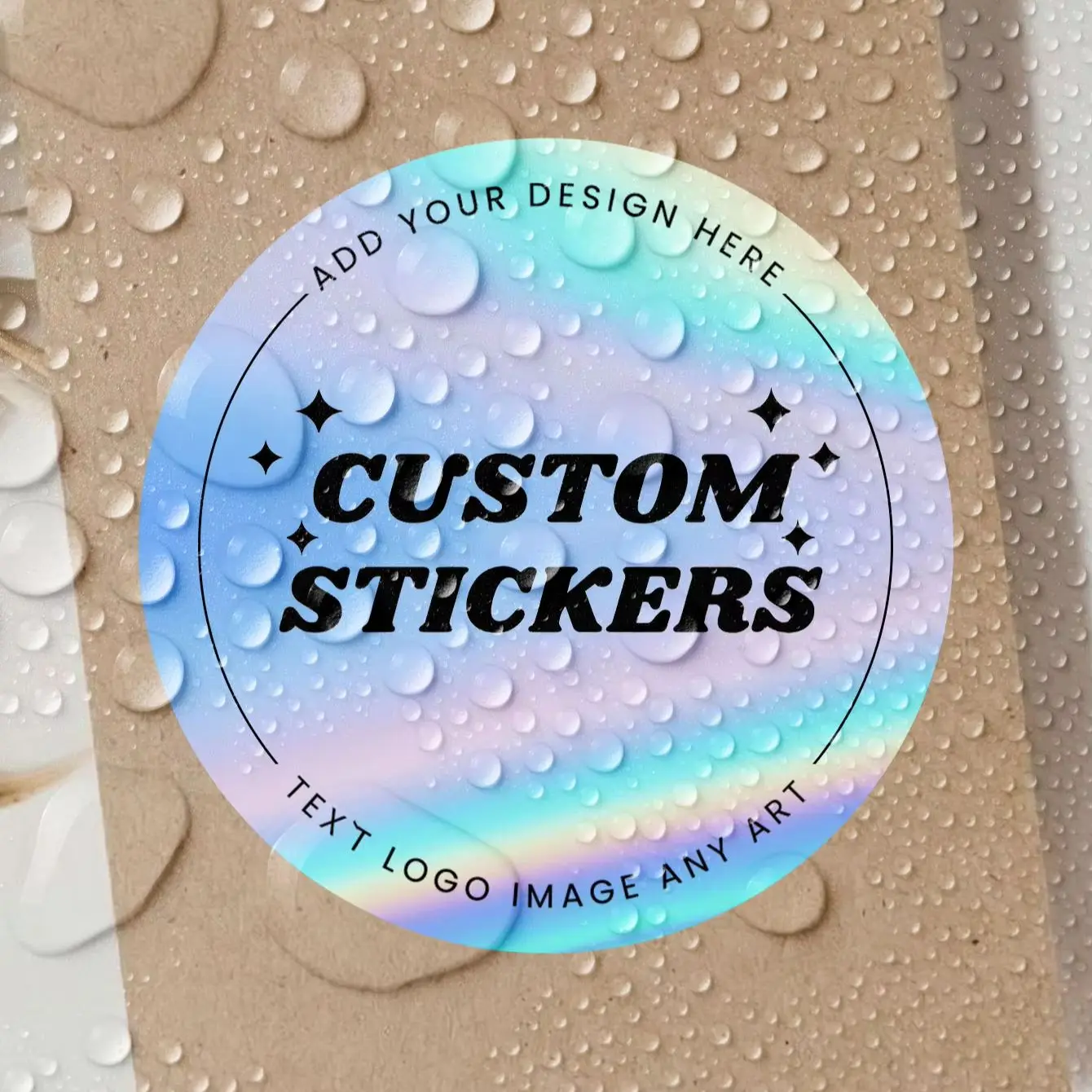 1/60/120Pcs Round Custom Personalized Text Image Stickers, Laser PVC Water Resistant, Car Interior Surface Decor Labels