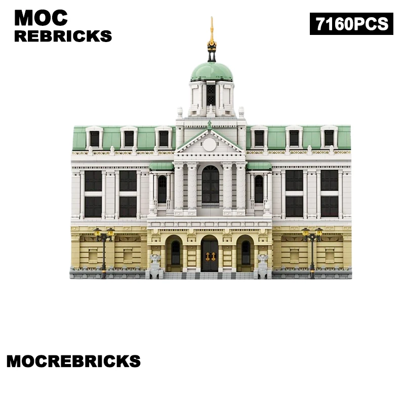 MOC Street View Central Bank Building Blocks Set Modular Financial City Architecture Model DIY Bricks Toy Gift For Adults Kids