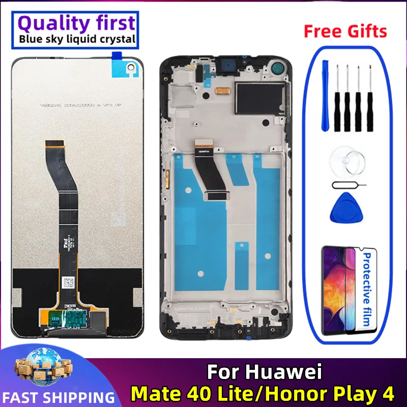 

LCD Touch Screen Digitizer Assembly Replacement, Original with Frame, Mobile Phone Display, Huawei Honor Play 4, Mate 40 Lite