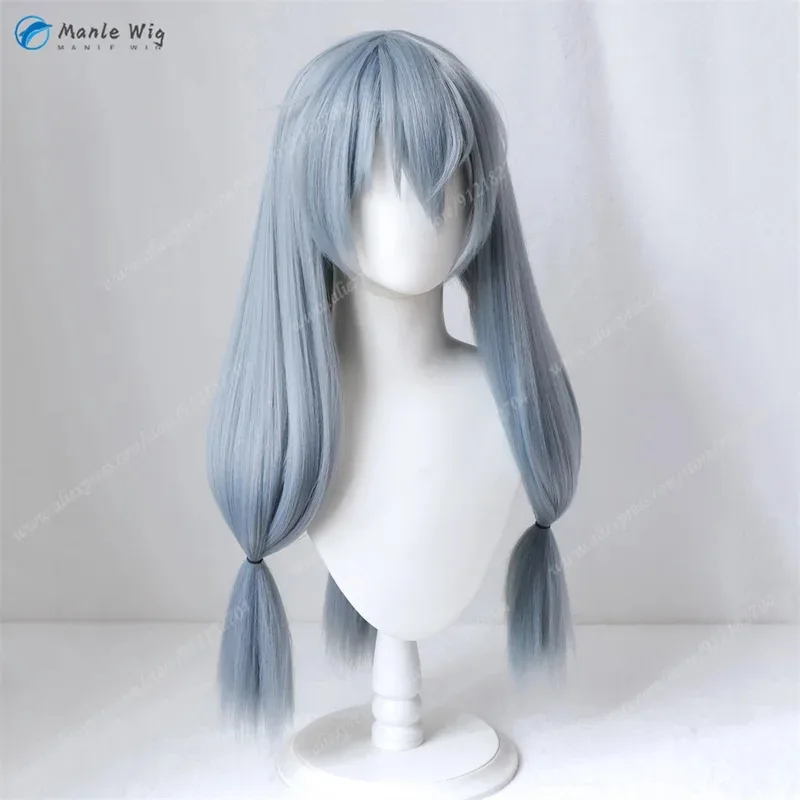 أنيمي تأثيري قبل تصميمها 3 الضفائر طويلة أزرق رمادي ماهيتو مقاومة للحرارة الشعر الاصطناعية هالوين الباروكات + غطاء شعر مستعار