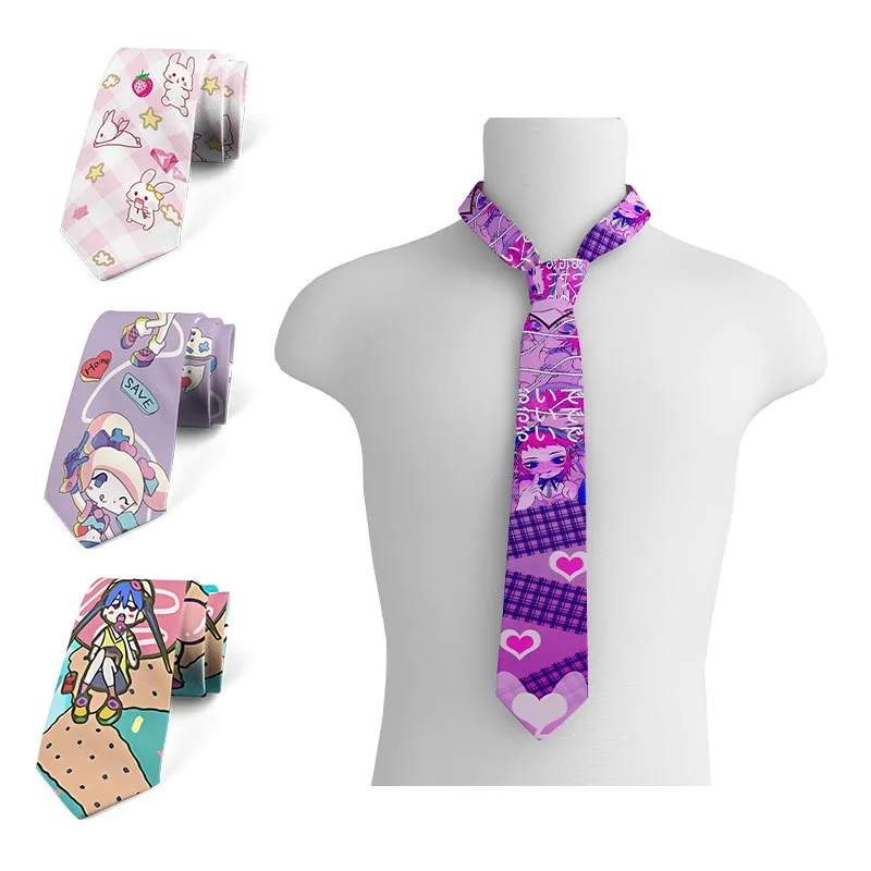 

Cartoon girl 3D printing high-quality tie Harajuku fashion unisex tie fun female business tie personalized wedding party tie