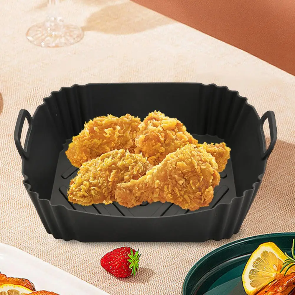 مقلاة هوائية مربعة من السيليكون بطانات مقلاة هوائية من السيليكون لصينية خبز مربعة سلة مقلاة هوائية صغيرة قابلة لإعادة الاستخدام للمطبخ الصحي #4