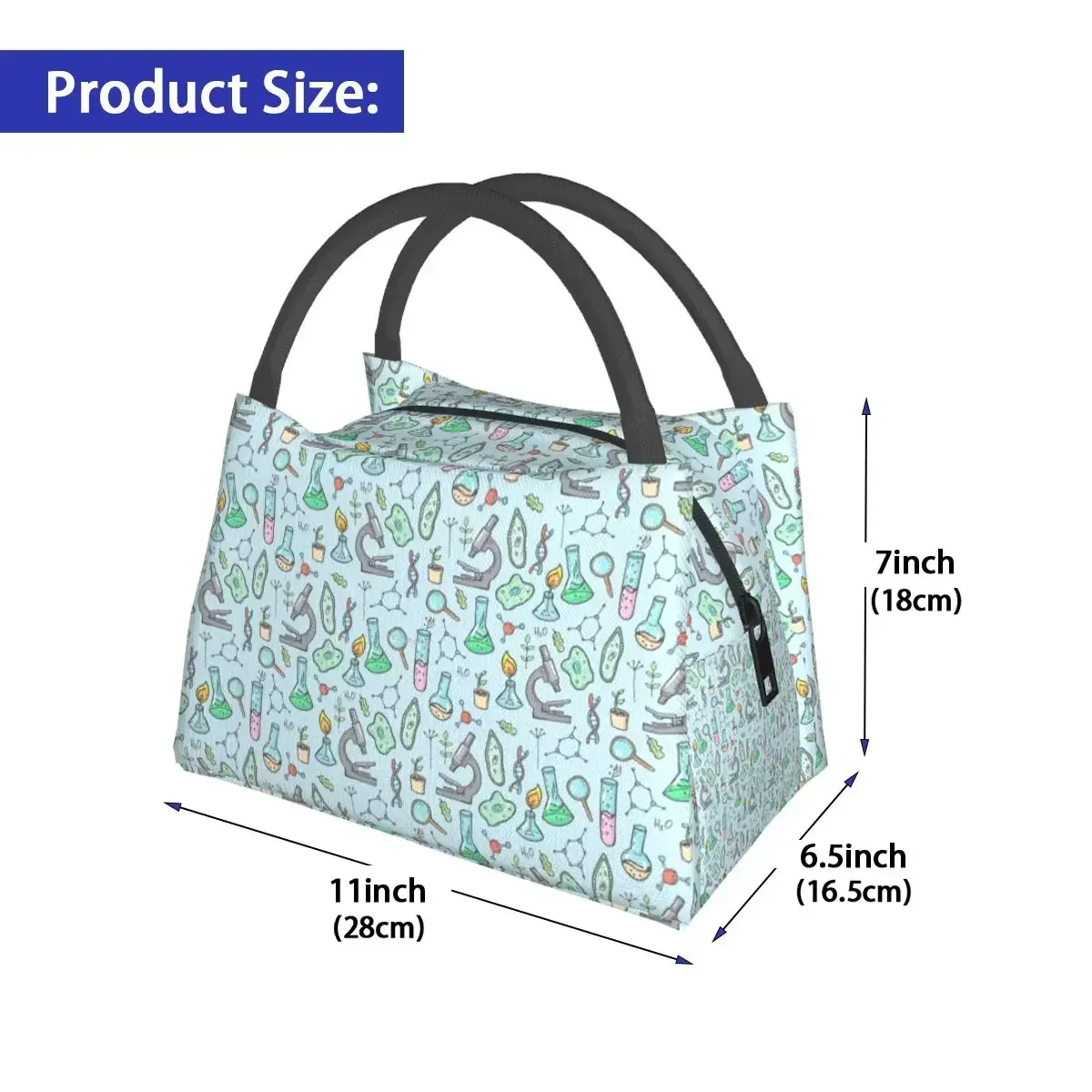 Biology Lunch Bag Chemistry Portable Lunch Box Outdoor Picnic Graphic Design Cooler Bag Cute Oxford Thermal Lunch Bags