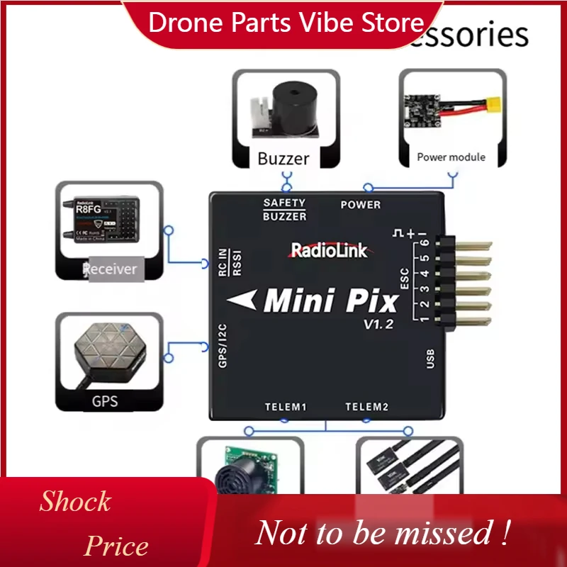 

DPRadioLink MINI PIX Flight Controllers 2-12S GPS Autopilot Mavlink SBUS PPM CRSF for VTOL Fixed-wing Multirotor Robot Rover Boa