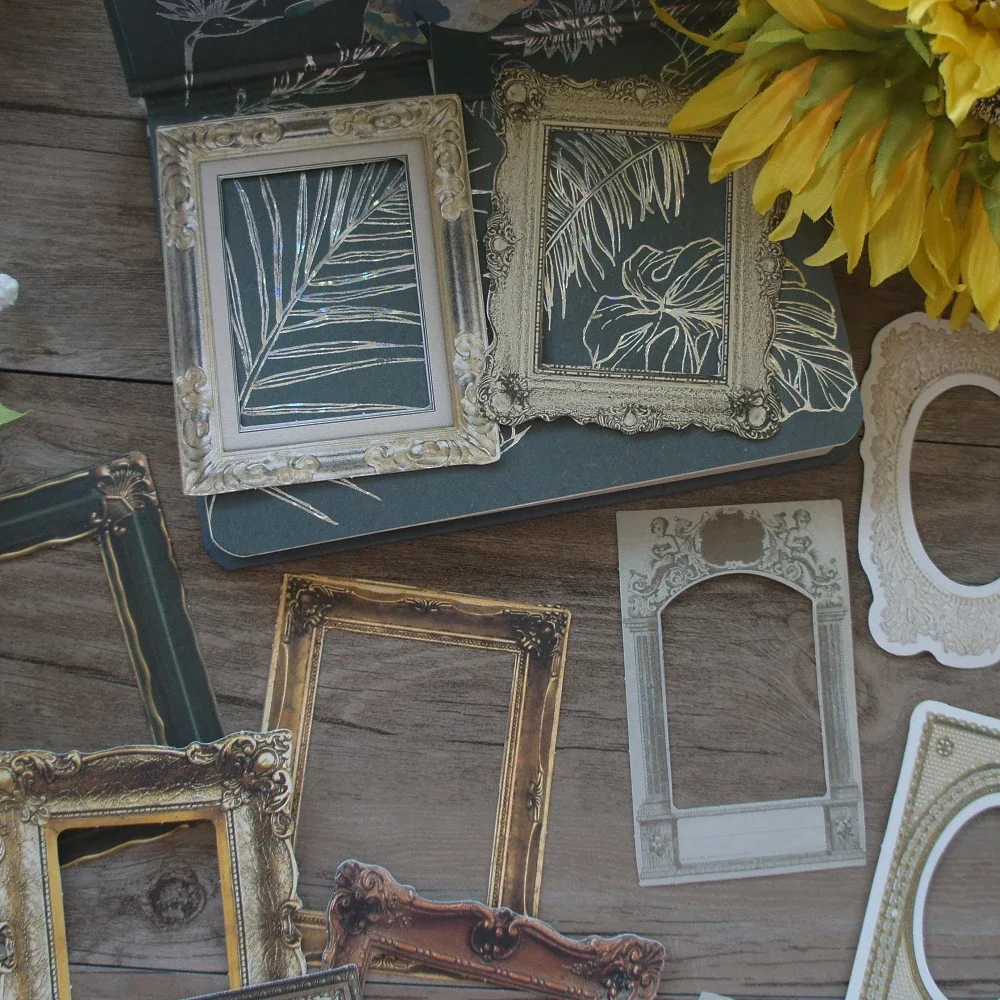 

10 Pcs Vintage Style Picture Frame Window Frame Picture Frame Style Paper Sticker Scrapbooking DIY Gift Decoration Tag