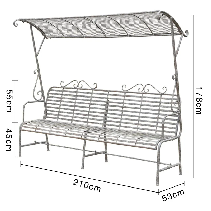 Factory Direct 2026 Retro and old outdoor wrought iron leisure seat outdoor courtyard double back bench chair villa decoration