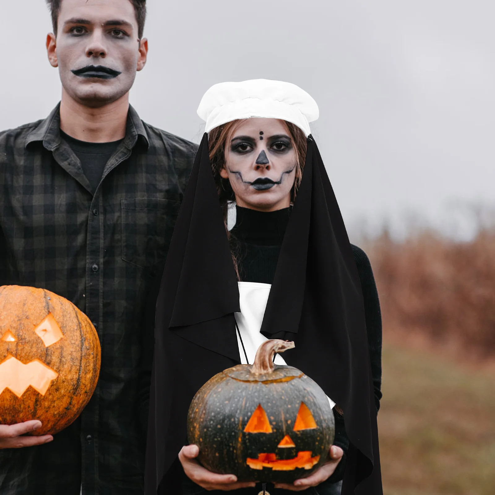 

Wooden Nun Man Halloween Costumes Big Cross Charm Three Piece Set Costume Accessories Long Time Use Cheerful Festive