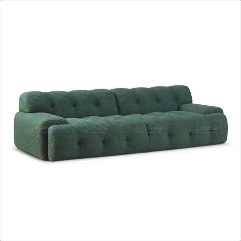 

New Qiyu Italian minimalist Internet celebrity sofa small apartment living room three people straight row fabric sofa