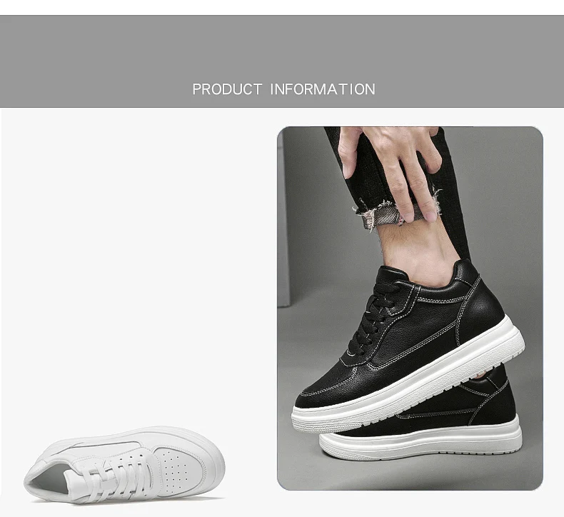 Hochwertige Herren-Sneaker, Elevator-Schuhe für Herren, modische Freizeitschuhe, bequeme Sportschuhe aus Leder, Höhenerhöhung 6/8/10 cm – Detail 4