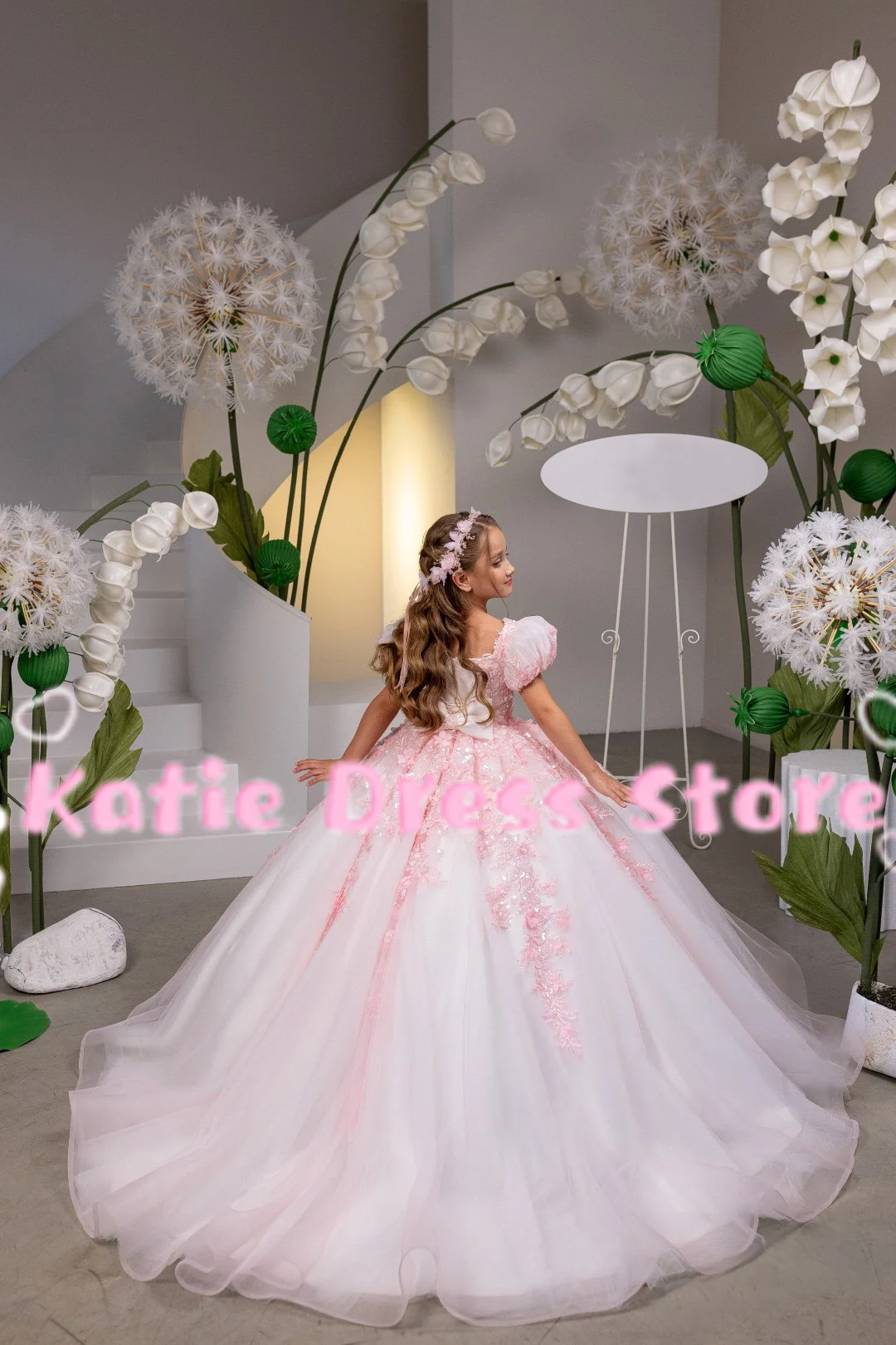 Luxurious Flower Girl Dress For Wedding Sequins Applique Tulle Kids Birthday Party First Communion Ball Gowns Customized