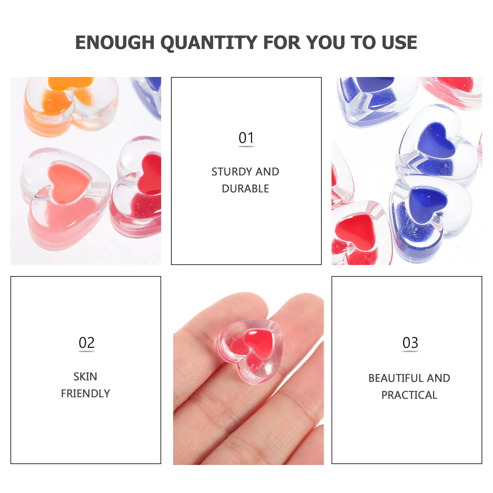 

50 Pcs Mini Love Bead Accessories Heart Shaped Loose Beads Acrylic DIY Jewelry Making