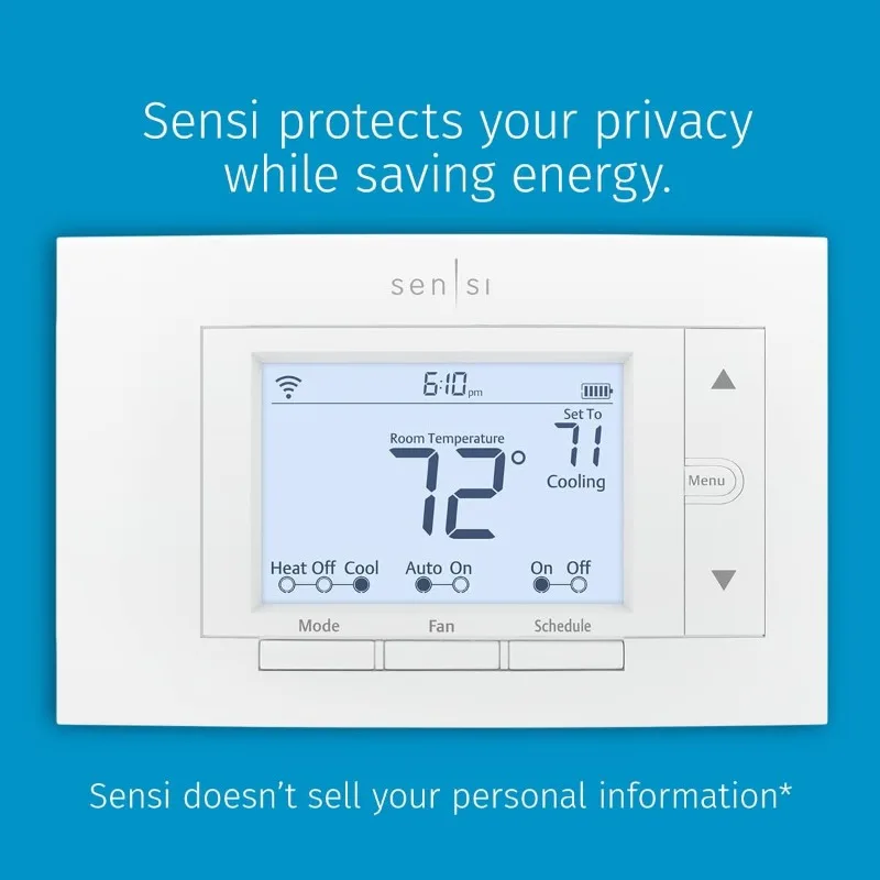 Sensi Smart Thermostat,  Wi-Fi, Data Privacy, Programmable, Easy DIY Install, Works With Alexa, Energy Star