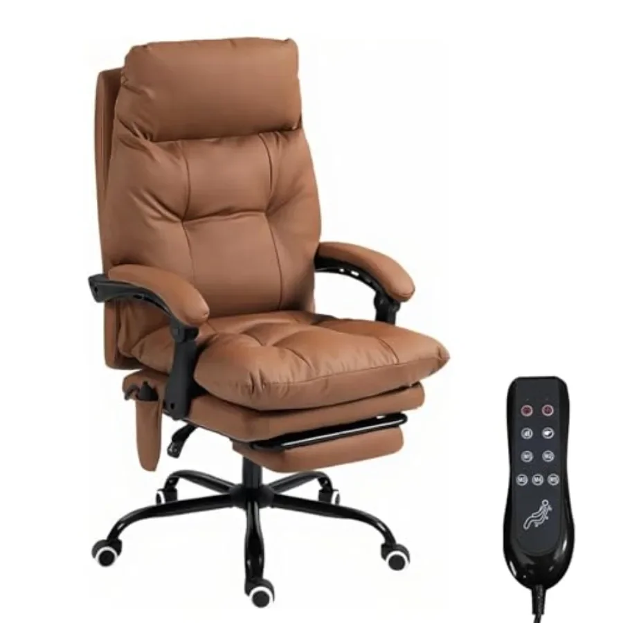 Massage Office Chair with Footrest, 155 Recline High Back Computer Chair in Black, 6-Point Vibration Lumbar Support for Study,