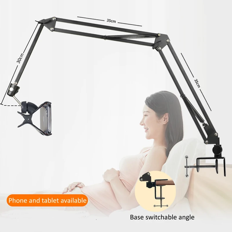 Homhu 360Degree Long Arm Tablet Holder Stand for 4 to 11inch Tablet Smartphone Bed Desktop Lazy Holder Bracket Support for iPad