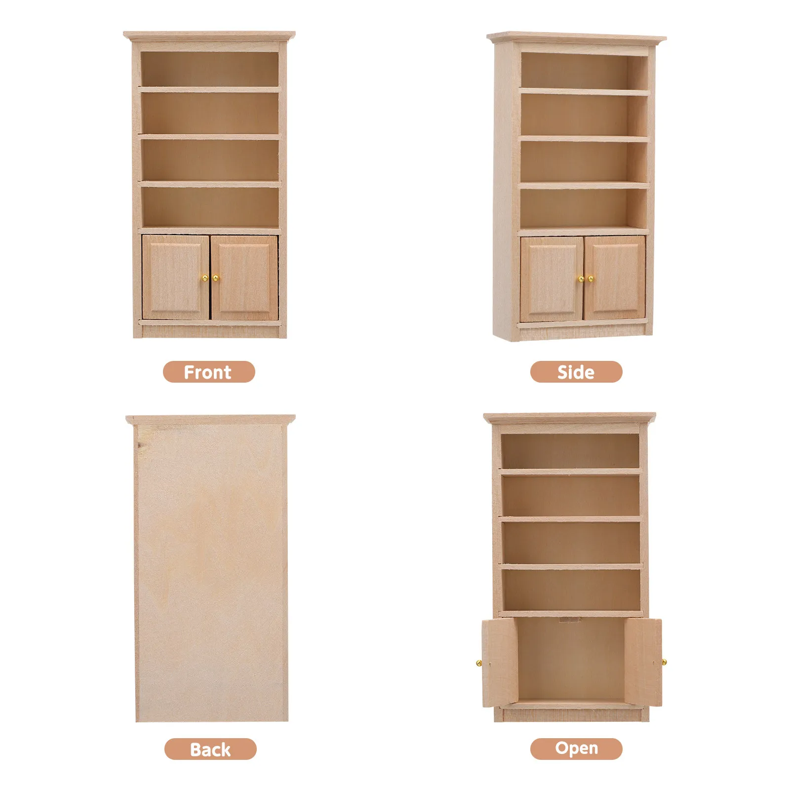 Wooden Dollhouse Bookcase Cute Mini Stuff for Small Bookshelf Miniature Minature Shelves