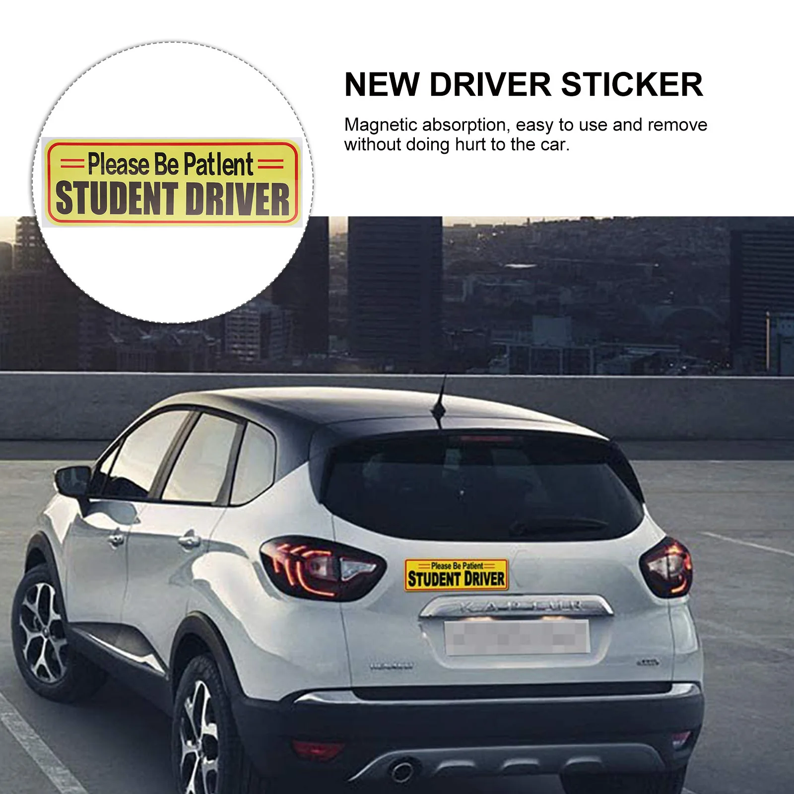 

New Driver Reflective Sticker Yellow Black Letter Waterproof Sunproof Rubber Magnet Material for All Kinds of Vehicles