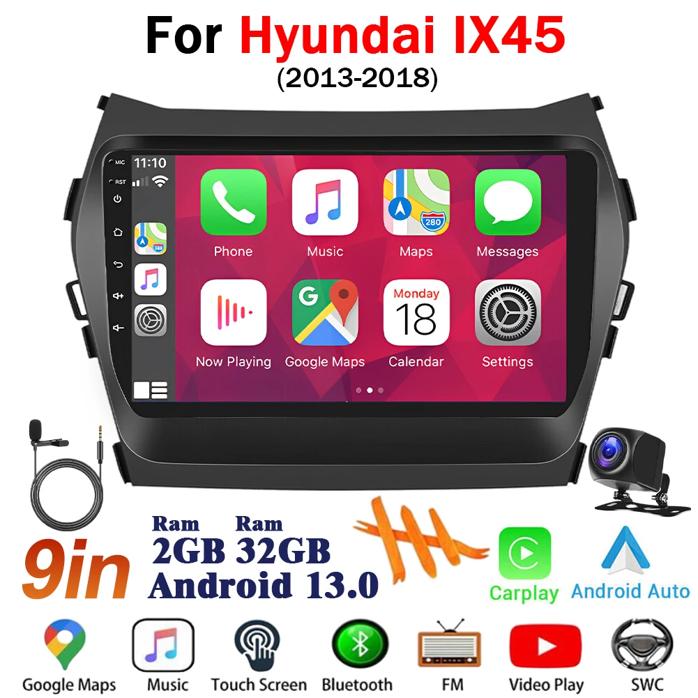 9'' Car Radio Wireless Carplay Android 13 Auto GPS Navigator Bluetooth 32G Audio GPS Navigation Dashboard Video Recorder