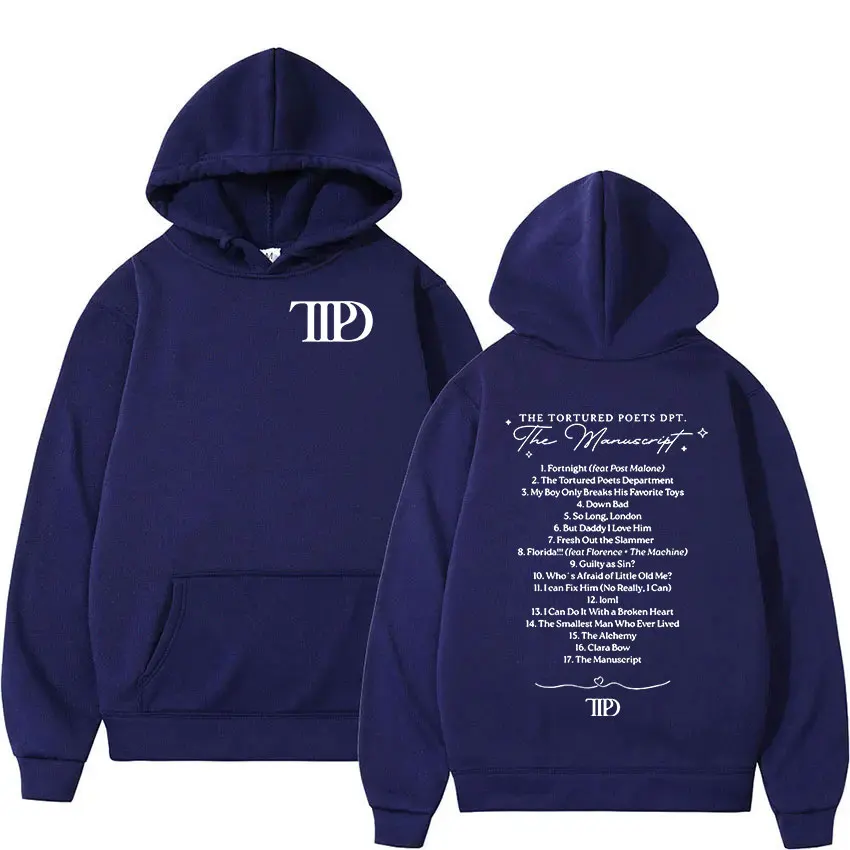 New Album The Tortured Poets Department 2024 TTPD Print Hoodie Man Women Casual Fashion Oversized Sweatshirt Pullover Streetwear