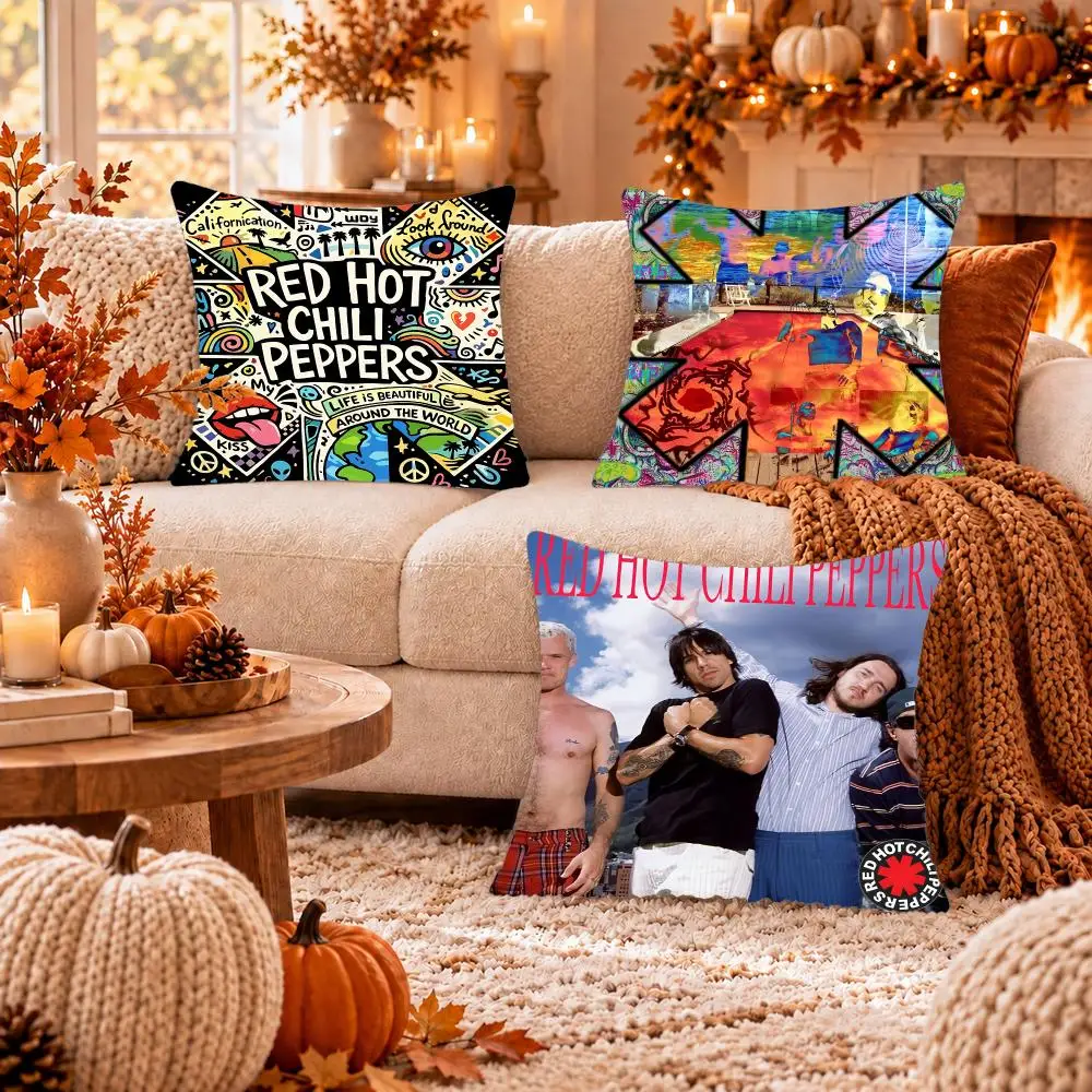 Rock Band R-Red Hot Chili Peppers Cushion Cover Soft Plush Cushion Case Throw Pillowcase Cozy Home Sofa Bed Living Room Decor
